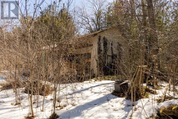 Overgrown building with snow and bare trees - 2311 Division Street N Hamilton Township