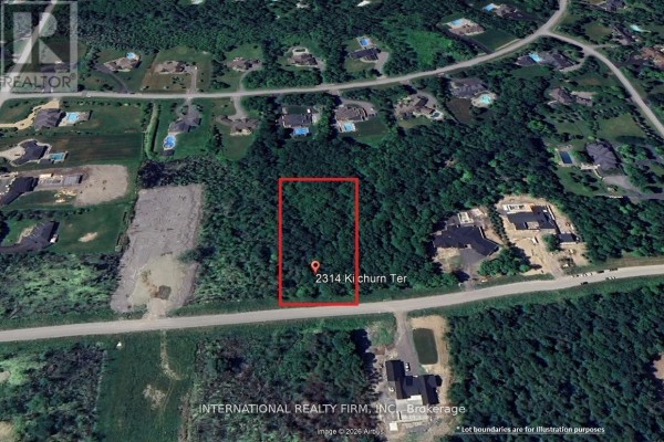 Overhead image showing the lot's location near residential properties and open land. - 2314 Kilchurn Terrace, Ottawa
