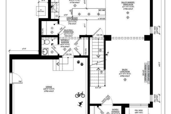 Ground floor plan with kitchen, dining, living, garage - 235 Bourdeau Boulevard The Nation