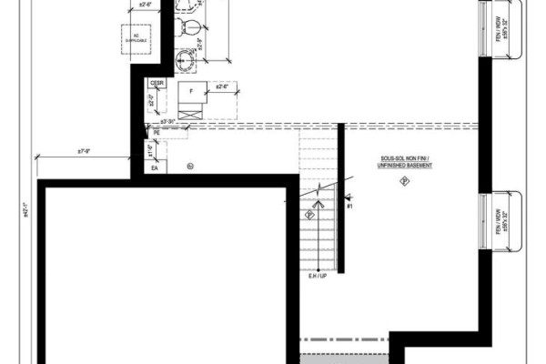 Floor plan with garage and unfinished basement - 235 Bourdeau Boulevard The Nation