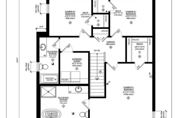 Floor plan for "Serina Garage Double" Unifamiliale / Single Home with 3 bedrooms, laundry, and multiple bathrooms - Willow Springs.