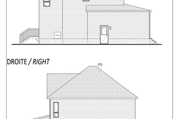 Two-story home elevations with siding, brick, and garage - 235 Bourdeau Boulevard The Nation