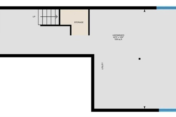 Basement floor plan with laundry, storage, and unfinished utility areas - 239 Cranbrook Street Kitchener