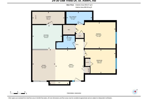 Floor plan of townhouse showing layout of rooms and measurements. - #24 30 Oak Vista Dr, St  Albert