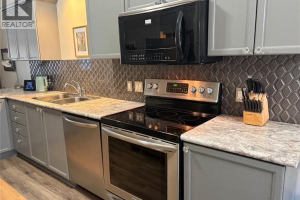 Kitchen features stainless steel appliances including a range and microwave above. - 24 Erie Glen Crescent, Leamington