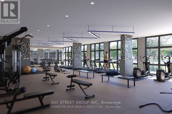 Well-equipped fitness center with cardio machines, weights, and exercise balls. - 2515 - 2545 Simcoe Street N, Oshawa