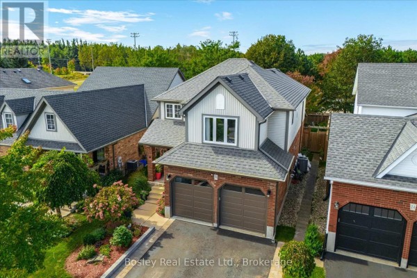 Aerial view of the front of a residential house with a paved driveway and landscaping. - 26 Glengarry Road, Orangeville