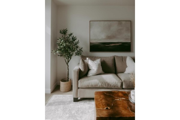 Interior finishes mood board including paint, backsplash, countertops, cabinets, and flooring. - 2641 Alces Wy Sw, Edmonton