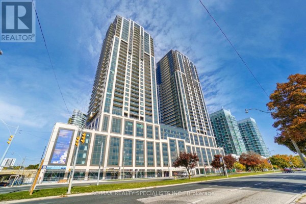 Two tall glass and concrete apartment towers with balconies, viewed from a street. - 2711 - 1926 Lake Shore Boulevard, Toronto