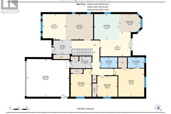 Floor plan with room dimensions for 28 Hickory Grove Belleville