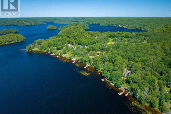 Panoramic aerial view of a vast blue lake surrounded by lush green forested hills and scattered waterfront homes. - 29 Island View Lane, Huntsville