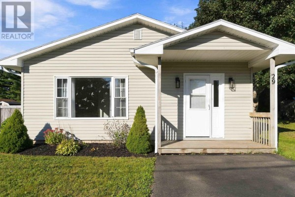 Rear view of the house with two windows and snow-covered lawn. - 29 King Street, Digby