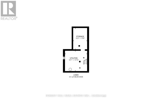 Lower level floor plan with storage and utilities areas - 30 Robert Street Toronto