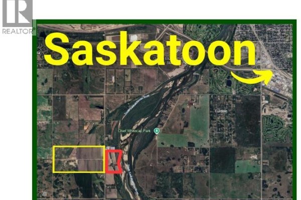 Aerial map showing property location relative to Saskatoon and the South Saskatchewan River. - 300 Valley Road, Corman Park Rm No  344