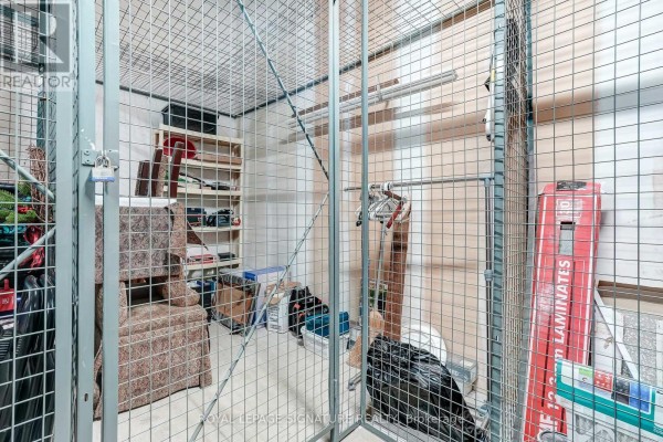 Storage locker with wire mesh, shelving, laminate flooring box and Christmas tree - 301 - 483 Faith Drive Mississauga