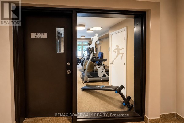 Interior parking garage and a separate image of a storage locker door labeled 46. - 306 - 323 Winona Avenue, Ottawa