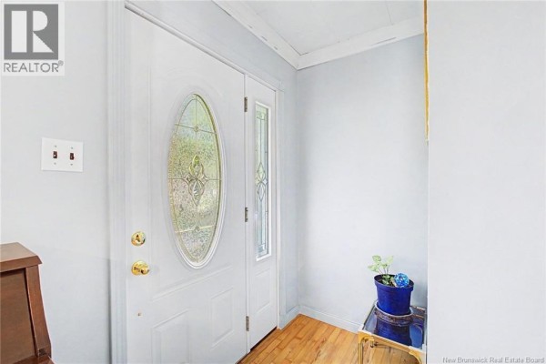 Interior view of the front entrance door with glass panels and light blue walls. - 31 Mcleod Avenue, Chipman