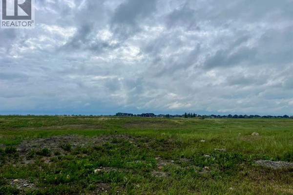 Expansive undeveloped grassy field with a cloudy sky and distant houses on the horizon. - 311 Muirfield Crescent, Lyalta