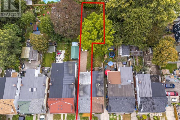 Aerial view of the property at 316 Monarch Park Avenue, Toronto showing backyard. - 316 Monarch Park Avenue, Toronto