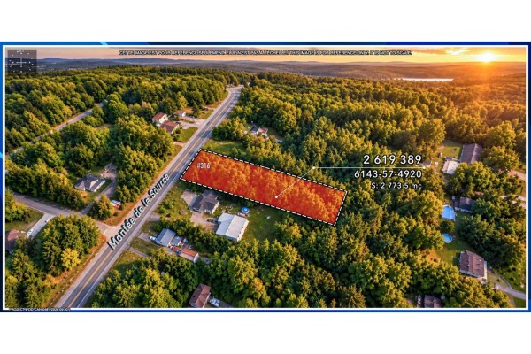 Sunset aerial view of a wooded residential lot with an orange overlay, seen from above. - 316 Mtée De La Source, Cantley
