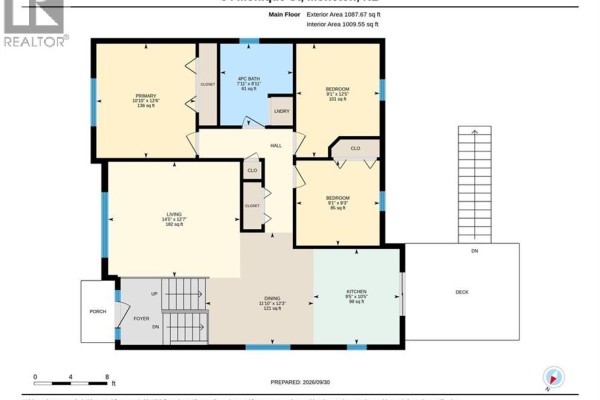 Floor plan of a multifamily unit with labeled rooms including living, dining, kitchen, and bedrooms. - 34 Monique Street, Moncton