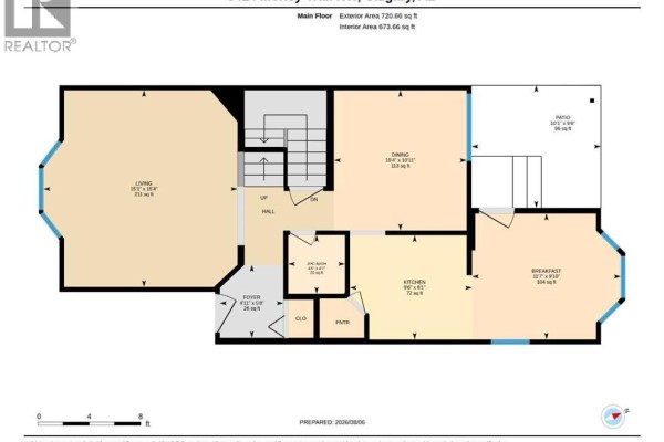 Main floor floor plan showing living, dining, kitchen, and breakfast areas. - 3414 Morley Trail Nw, Calgary