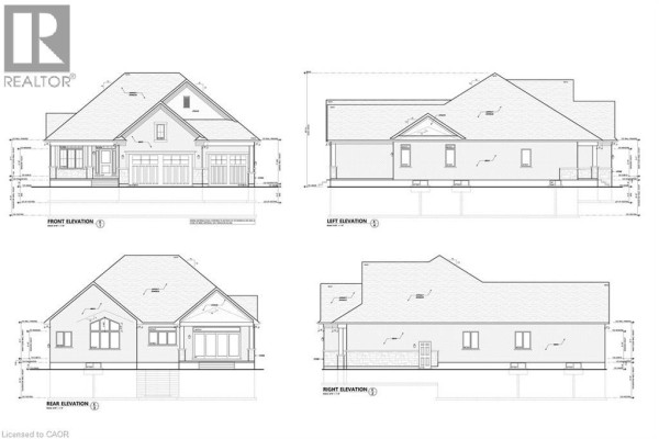 Four elevation views of the house showing front, left, right, and rear sides. - 3647 Vosburgh Place, Campden