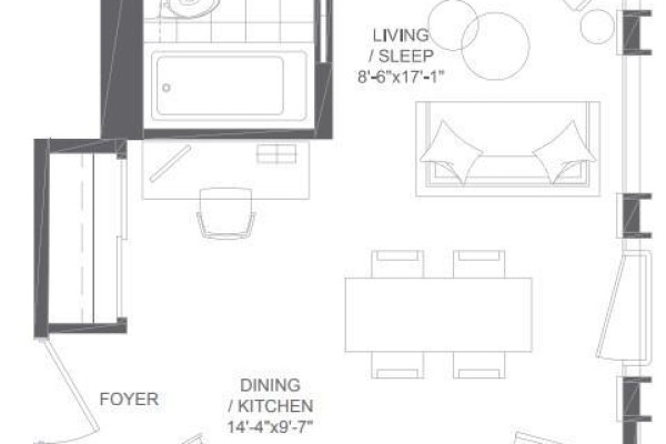 Living room - 417 - 121 St Patrick Street, Toronto, ON M5T3C1 Photo 2