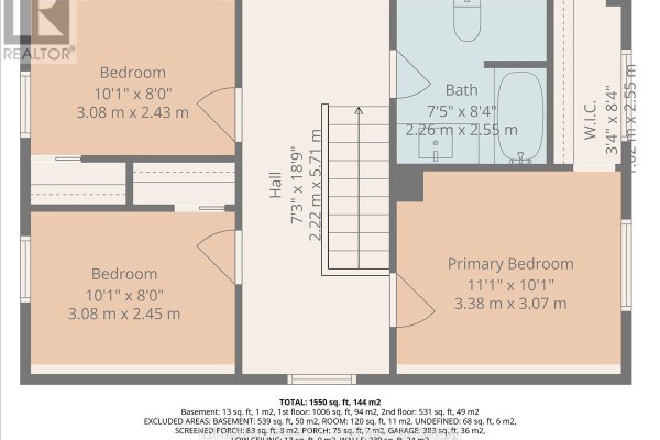 Second floor plan with three bedrooms, bath, walk-in closet - 425 Yonge Street S, Brockton