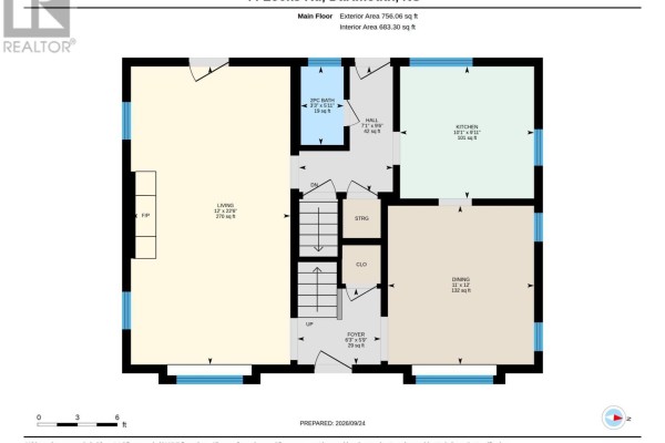 Main floor layout with living room, foyer, dining room, kitchen, hall, closet, and bath. - 44 Locks Road, Dartmouth