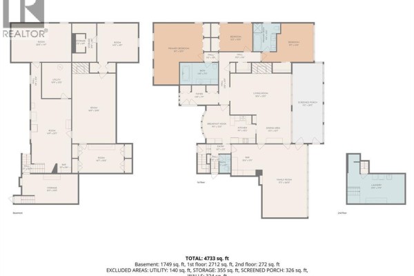Floor plan with basement, 1st, and 2nd floors - 4470 Riverside Windsor