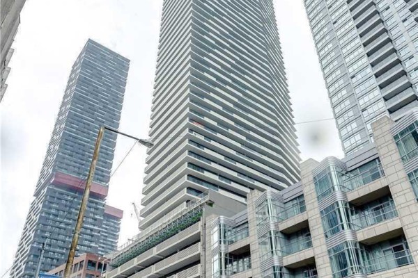 Low angle shot of modern apartment buildings in an urban setting. - 4505 - 2221 Yonge Street, Toronto