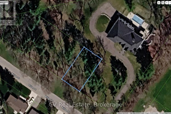 Overhead satellite view of a wooded lot at 455 William St, Lot 4 Street, Niagara On The Lake, showing property boundaries. - 455 William St, Lot 4 Street, Niagara On The Lake