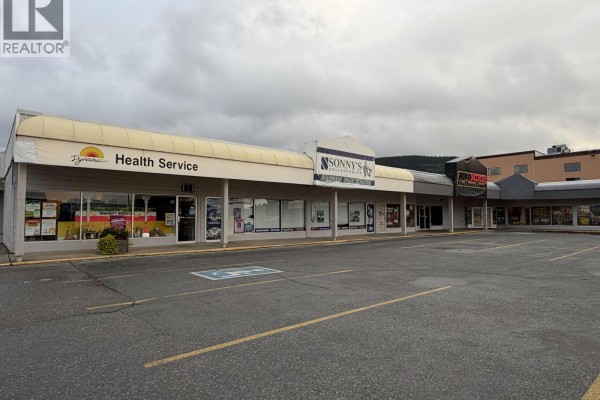Storefronts of commercial buildings, including "Dynamic Health Service" and "Sonny's Collectables". - 4736 Lakelse Avenue, Terrace