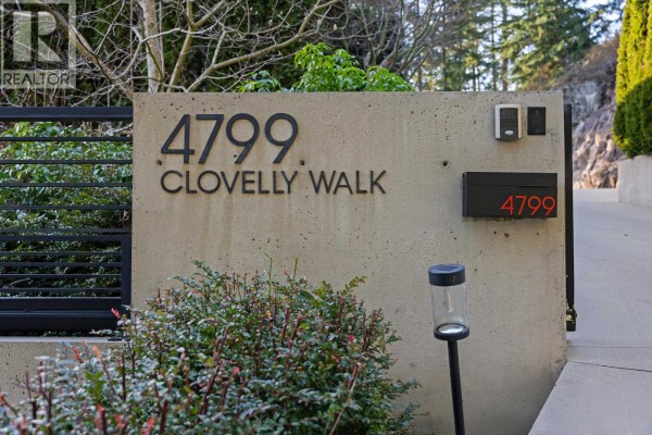 Property address sign with modern design and mailbox - 4799 Clovelly Walk, West Vancouver
