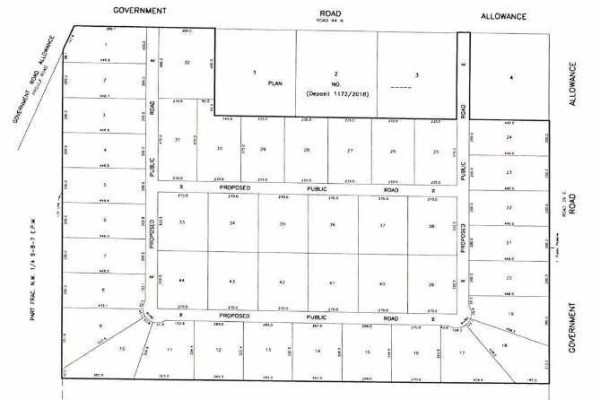 Plan showing proposed roads and lot divisions for a development. - 5 44 N Road, Ste Anne Rm