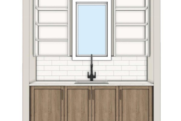 Kitchen sink with a modern black faucet, light wood cabinets, white subway tile backsplash, and a tall window. - 53a Maggies Place, Portugal Cove St  Philips