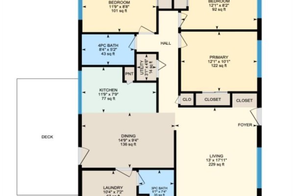 Floor plan showing the layout of the main level with labelled rooms and dimensions. - 5410 Valentine Crescent Se, Calgary