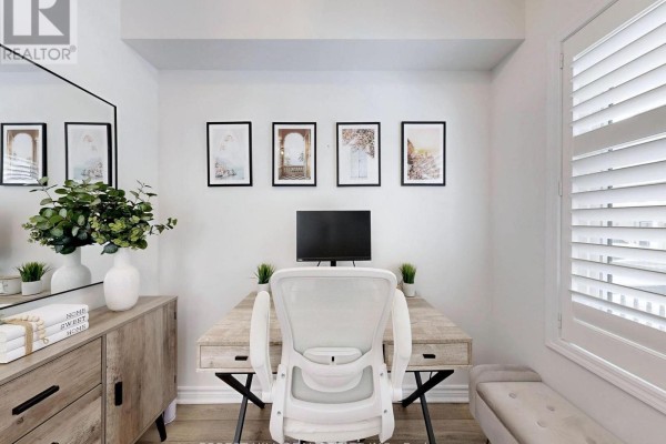 Desk, computer, chair & artwork in office - 55 Stocks Lane Aurora