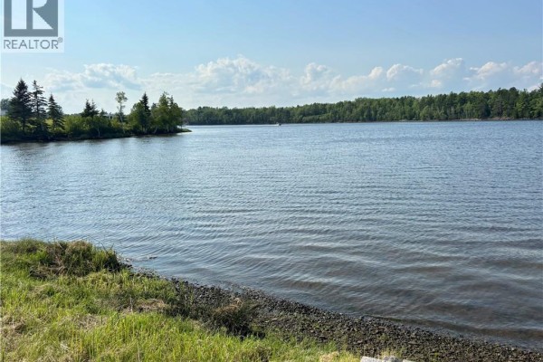 View of a wide calm lake with green trees lining the distant shore under a blue sky. - 56 Allee Jos, Pont Lafrance