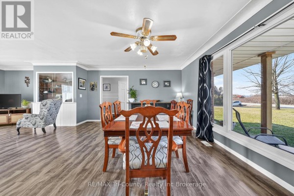 Wooden dining table and chairs, ceiling fan, display cabinet - 568 7th Concession Enr Road Norfolk