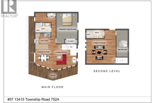 Laundry area with stacked washer and dryer, and a door leading outside. - #57, 13415 Township Road 752a, Rural Big Lakes County