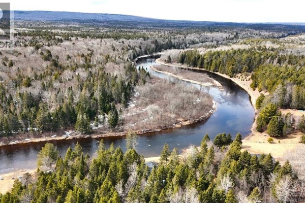 Expansive aerial view of a wide, dark river flowing through a dense forest landscape. - 58 Dufour Road, Piskahegan