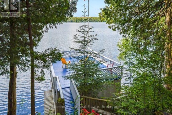 Aerial view of a wide lake surrounded by lush green forested islands and shoreline. - 58 Skyline Drive, Armour