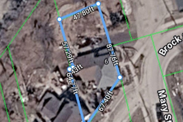 Aerial view of lot with dimensions and street names - 6 Willard Street Belleville