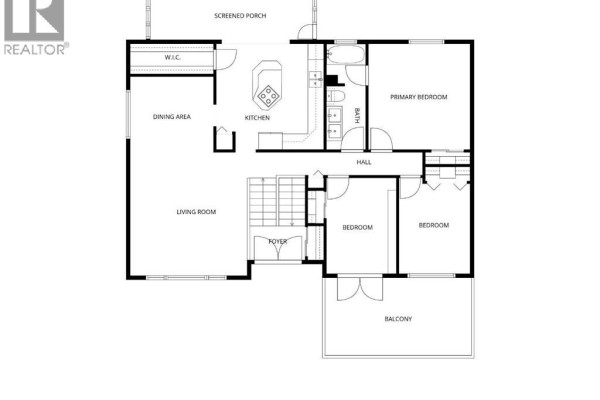 Floor plan shows living room, dining area, kitchen, three bedrooms, and balcony. - 60 Silverview Way Nw, Calgary
