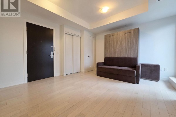 Entryway featuring a dark door, closet, and foldable sofa bed. - 605 - 330 Richmond Street W, Toronto