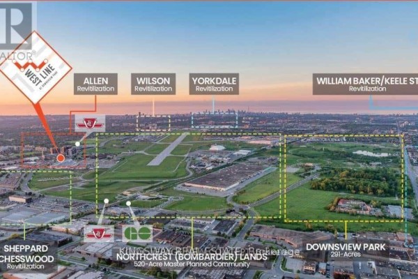 Aerial view map showing Northcrest master planned community and surrounding revitalization areas. - 608 - 1100 Sheppard Avenue W, Toronto