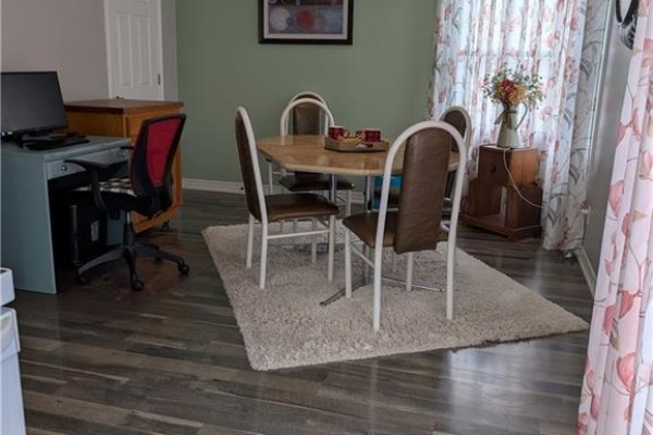 Dining area with a desk, computer, and dining table - 62 Ninth Avenue Brantford