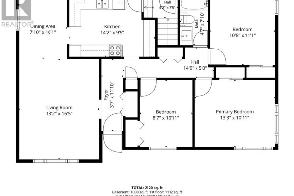 Floor plan with living room, dining area, kitchen, 3 bedrooms, 1 bathroom - 6219 Highway 542 Mindemoya, Manitoulin Island